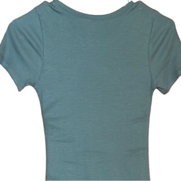 OPEN EDIT WOMENS DRESS SIZE XXS BODYCON LIGHT RIBBED GREEN‎ NEW SHORT SLEEVE NWT - Picture 7 of 8
